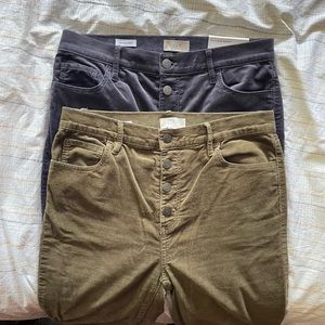 Lot of 2 pair Loft corduroy high rise skinny jeans.